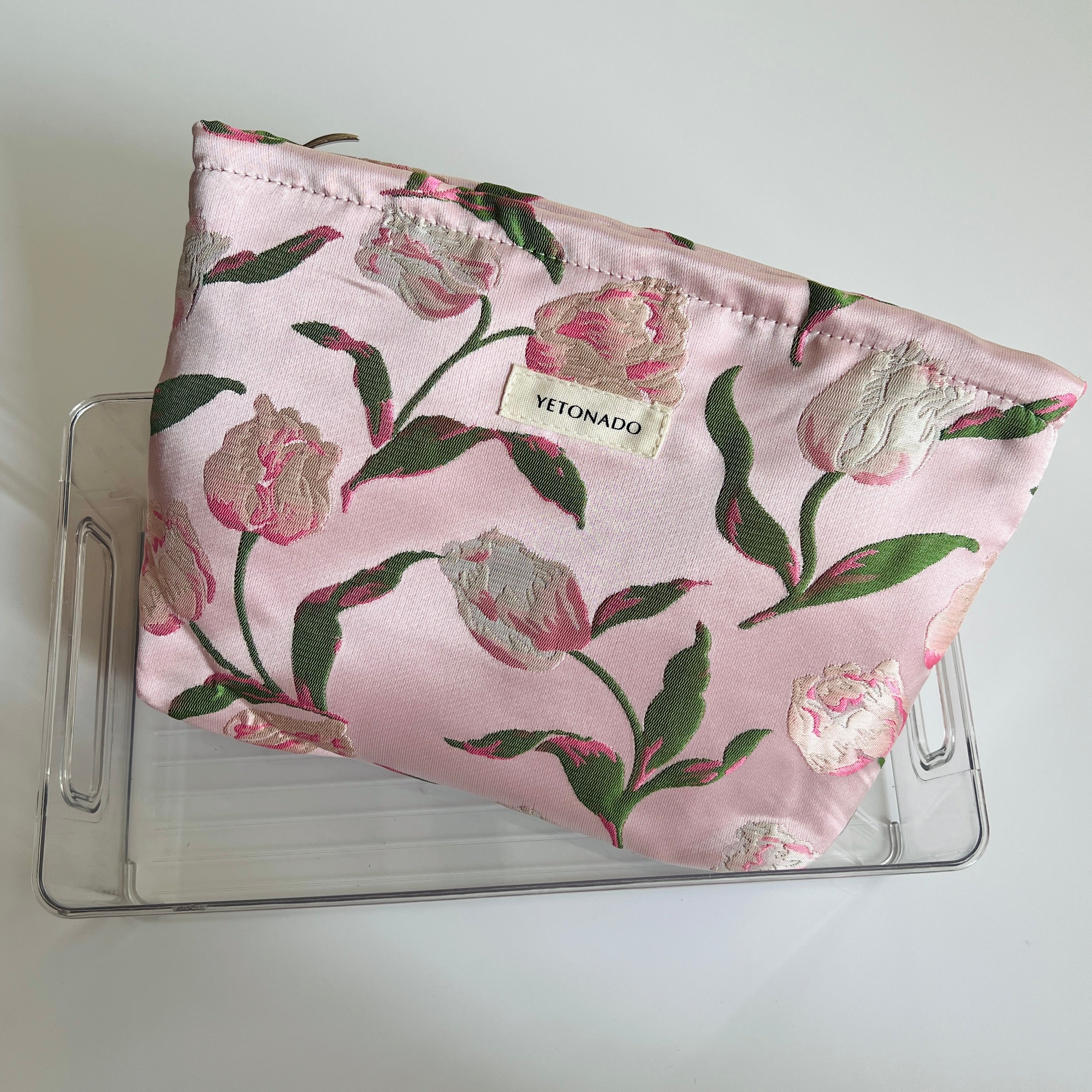 🌷 Soft Tulip Floral Cosmetic Bag