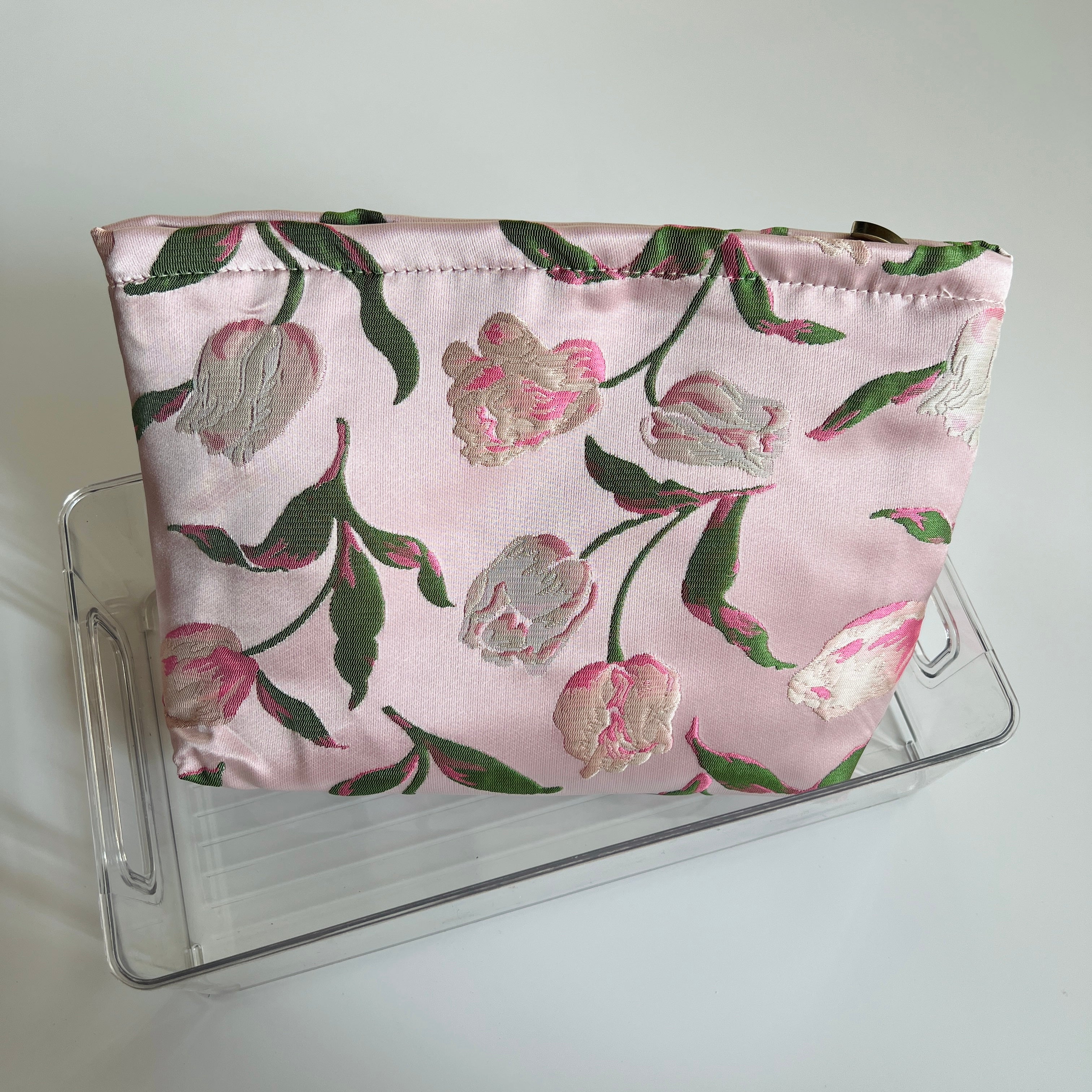 🌷 Soft Tulip Floral Cosmetic Bag