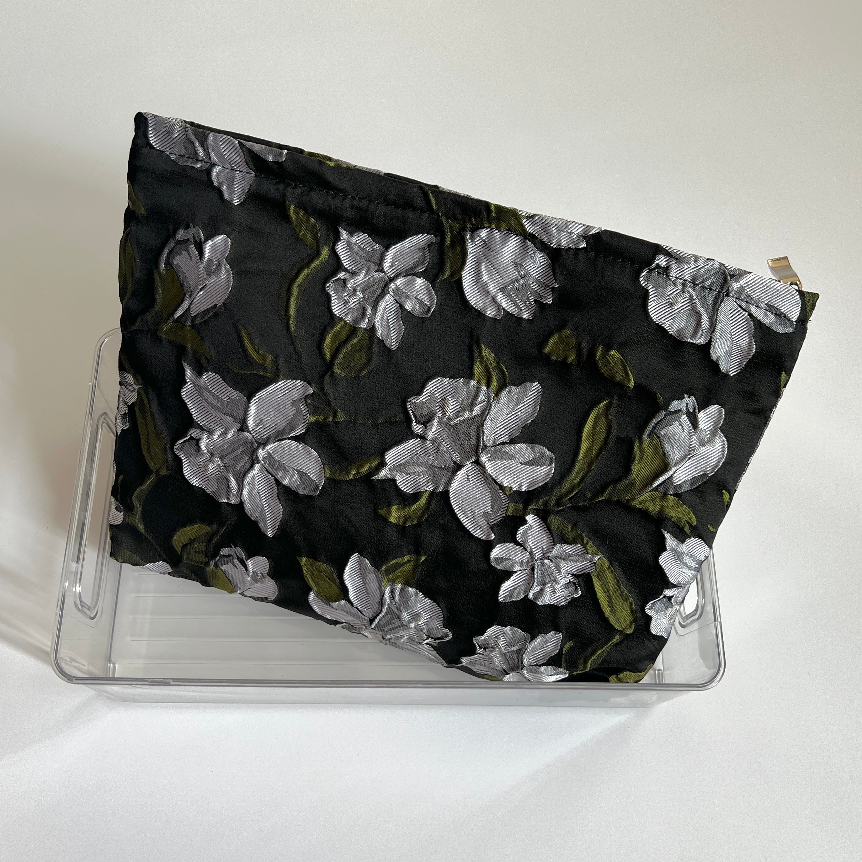 🖤 Elegant Dark Floral Cosmetic Bag