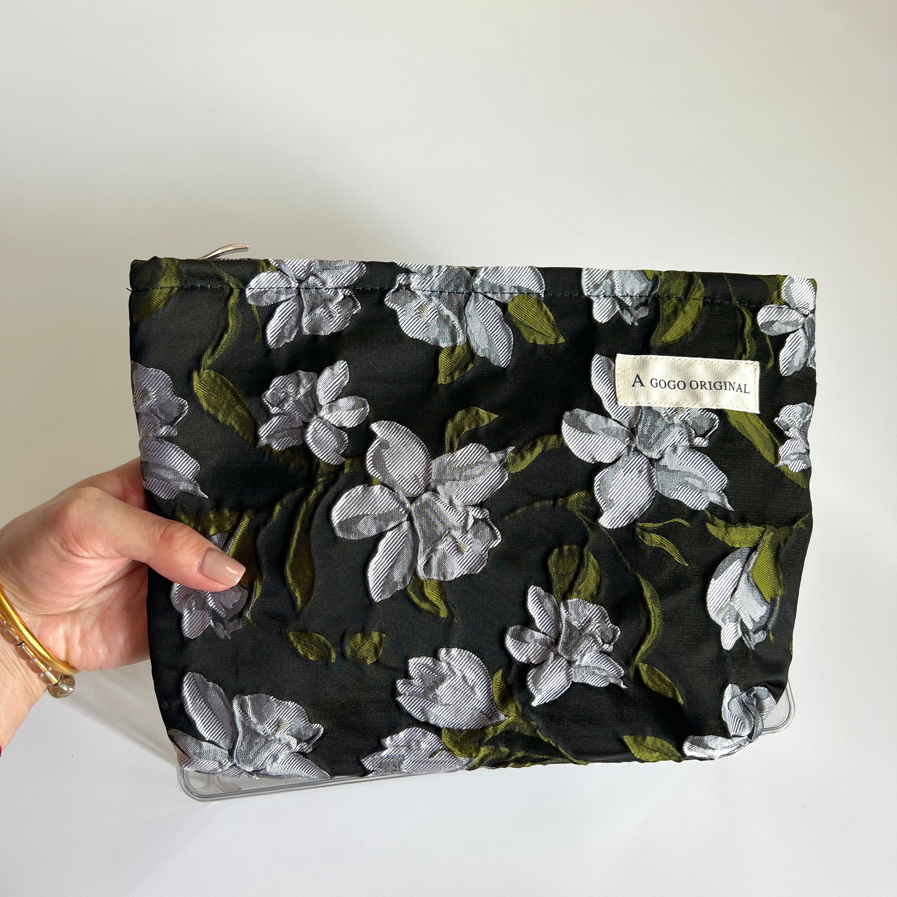 🖤 Elegant Dark Floral Cosmetic Bag