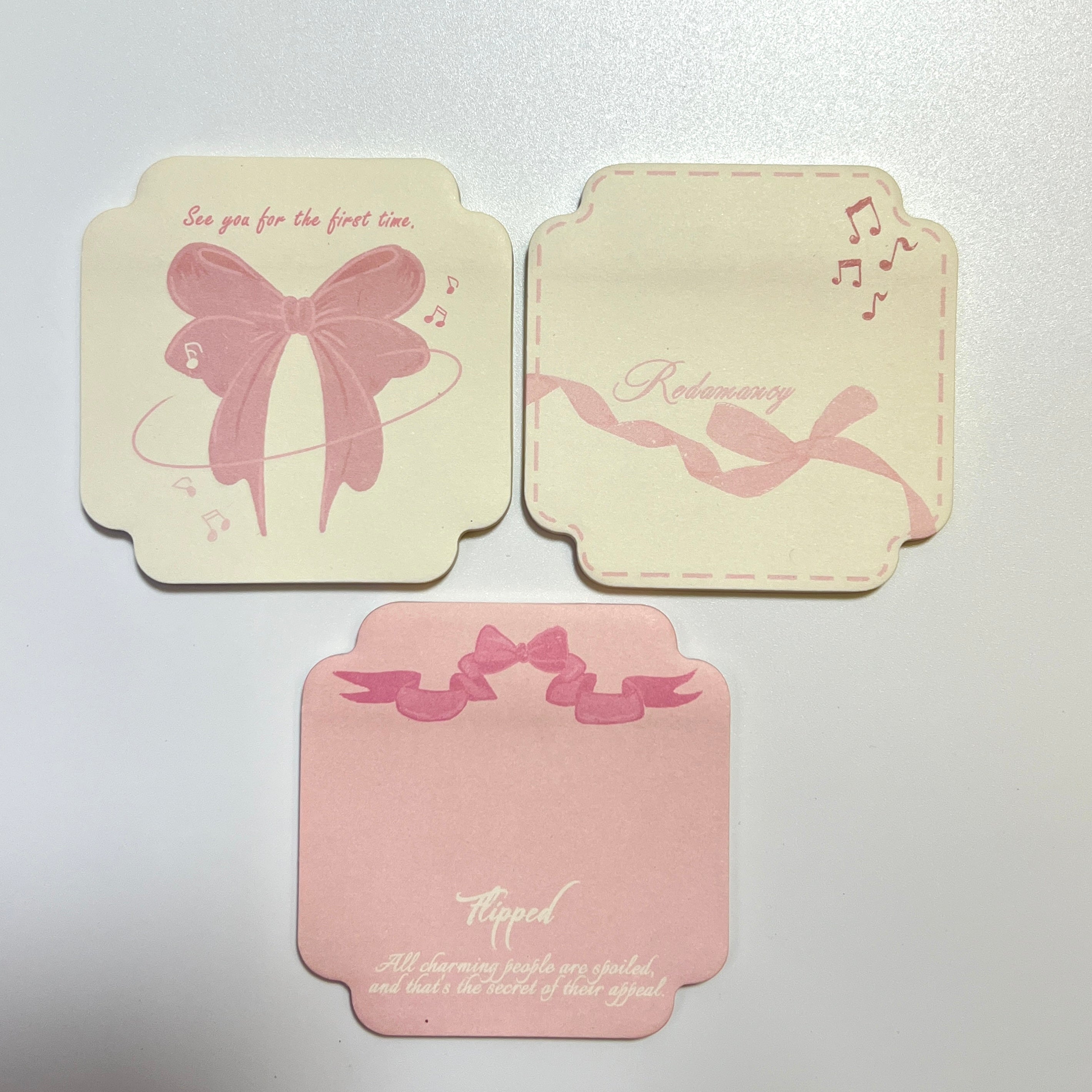 🎀 Pink Ribbon Sticky Notes Set