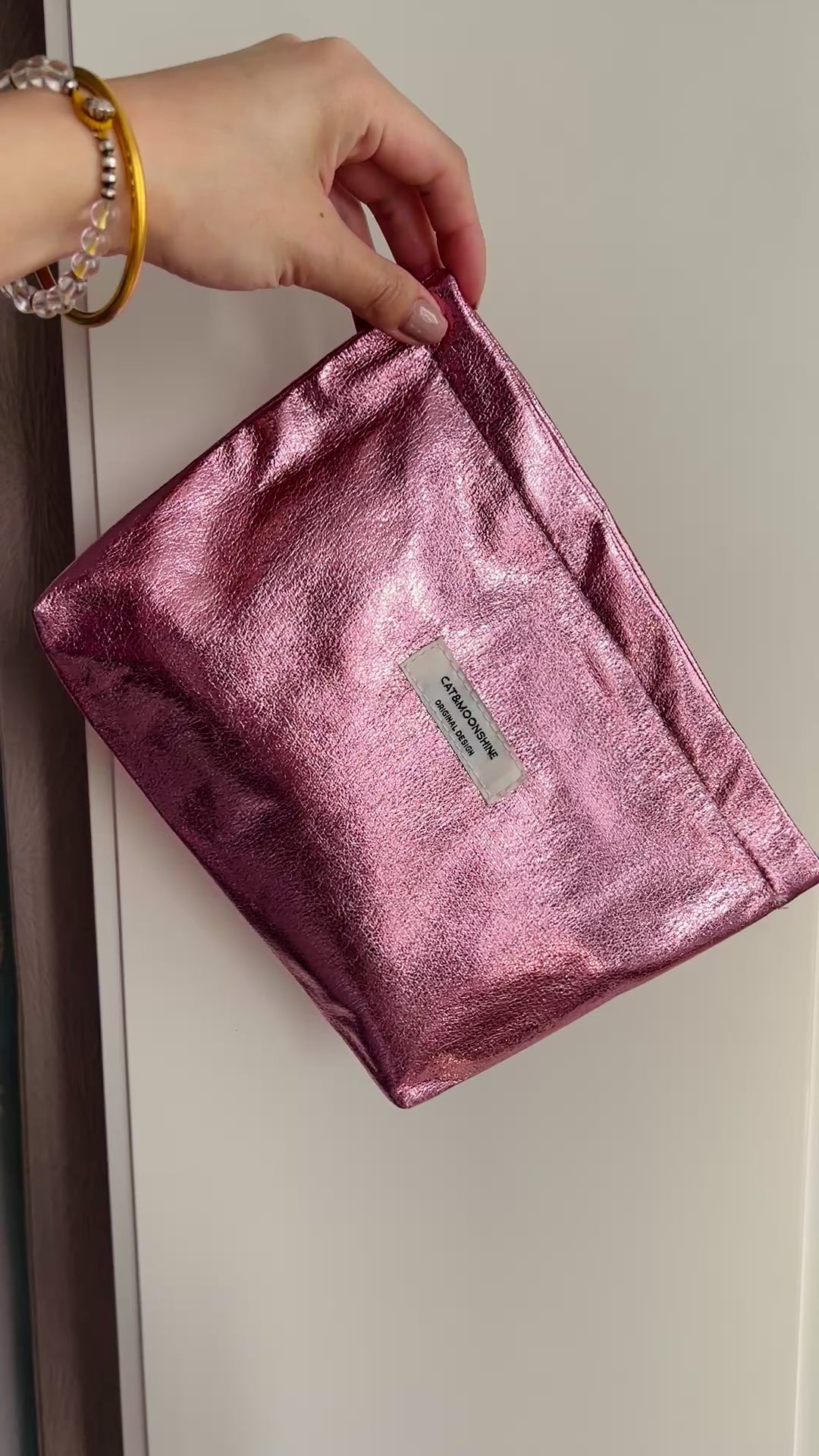 💗 Metallic Rose Pink Cosmetic Bag